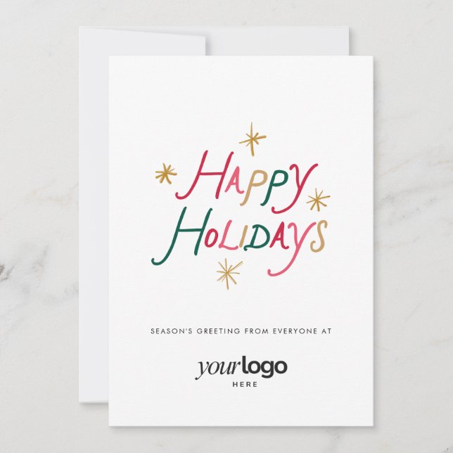 Tarjeta Festiva Happy Holidays Corporate Holiday Greeting Card (Anverso)