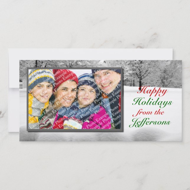Tarjeta Festiva Happy Holidays Digital Photo Cards Winter Scene (Anverso)