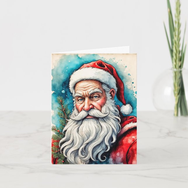 Tarjeta Festiva Happy Holidays Everyone From Santa Claus (Anverso)