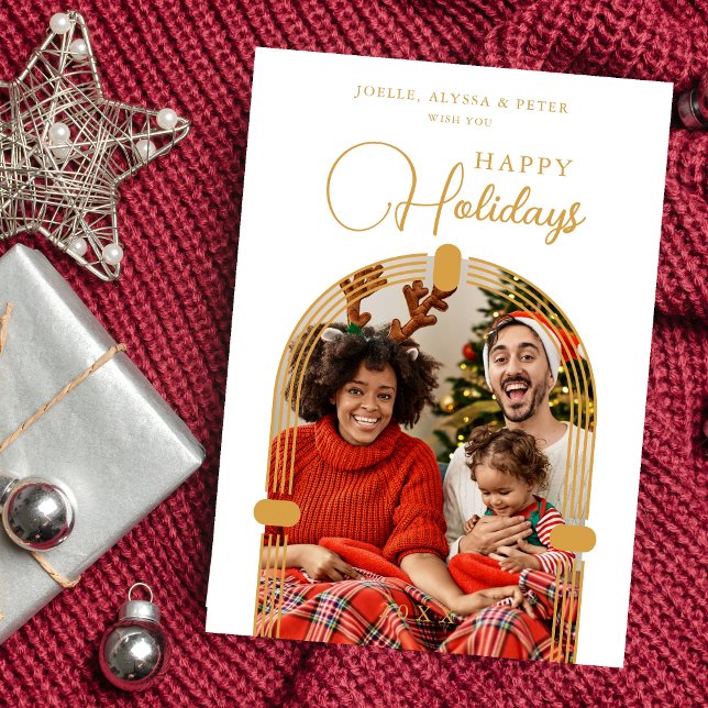 Tarjeta Festiva Happy Holidays Exquisite Golden Dome Arch Photo (Happy Holidays Exquisite Fake Golden Dome Arch Photo Holiday Card with Envelope.)