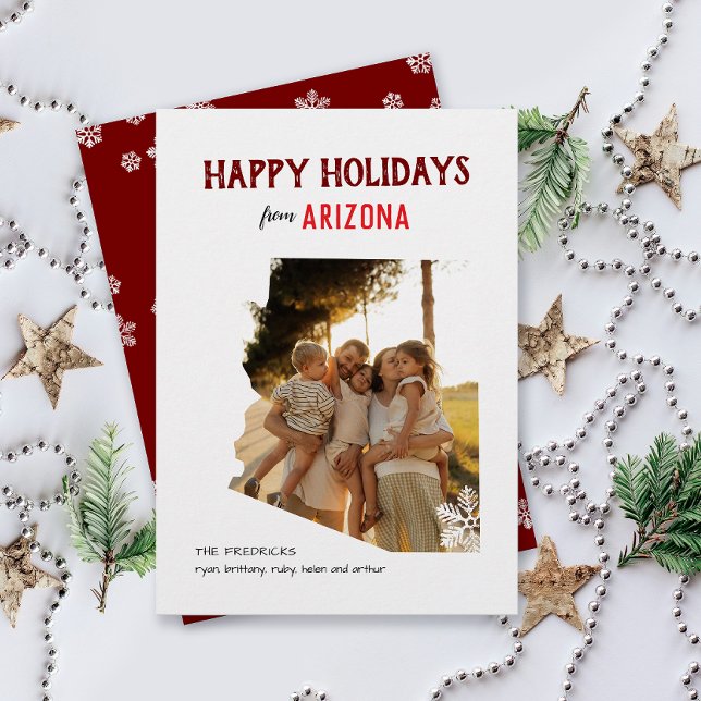 Tarjeta Festiva Happy Holidays from Arizona One Photo (Happy Holidays Merry Christmas from Arizona one photo family card)