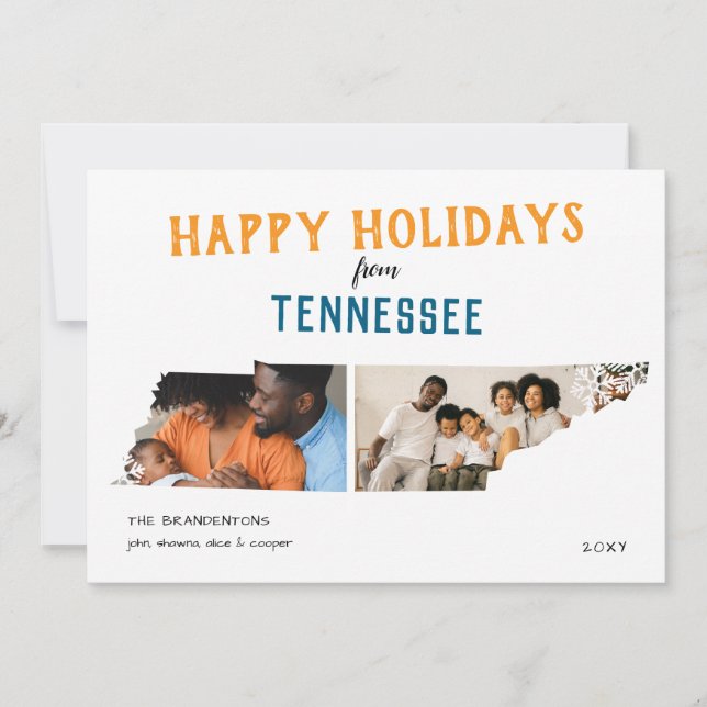 Tarjeta Festiva Happy Holidays from Tennessee Two Photo (Anverso)