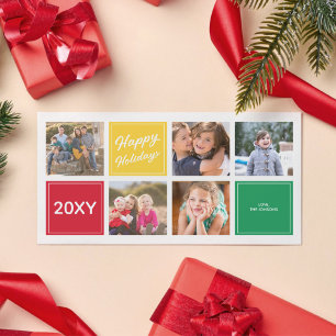 Tarjeta Festiva Happy Holidays Fun Colorous 5 Collage Photo Card
