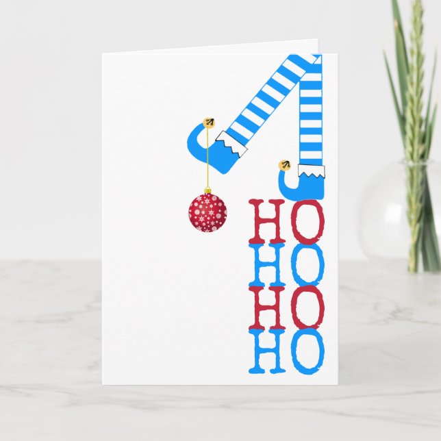 Tarjeta Festiva Happy Holidays Funny Elf Ho Ho Ho Photo Navidades (Anverso)