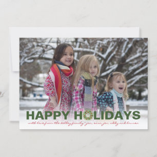 Tarjeta Festiva Happy Holidays Green Block, foto completa