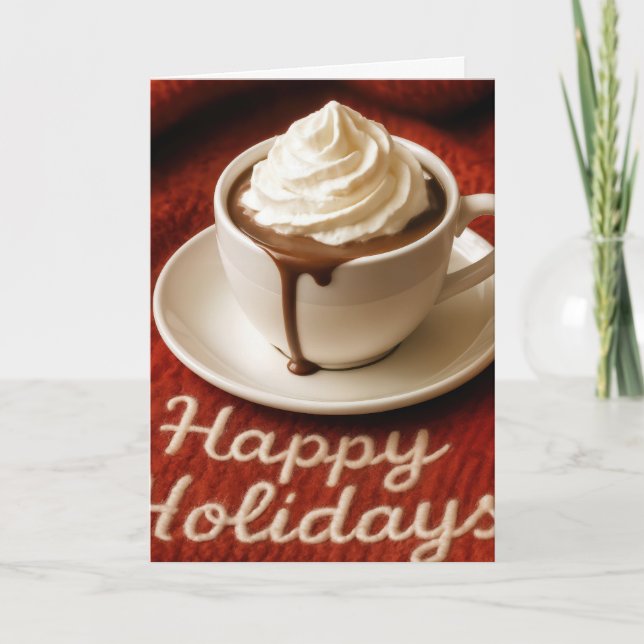 Tarjeta Festiva Happy Holidays Hot Cocoa (Anverso)
