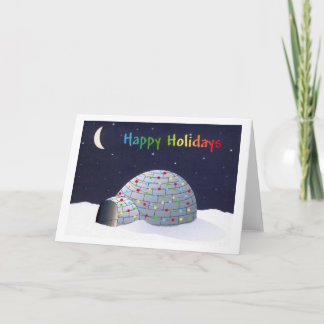 Tarjeta Festiva Happy Holidays-igloo