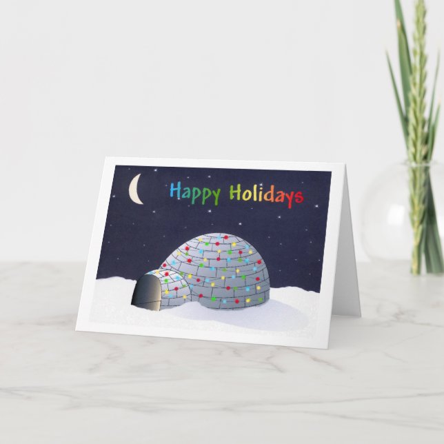 Tarjeta Festiva Happy Holidays-igloo (Anverso)