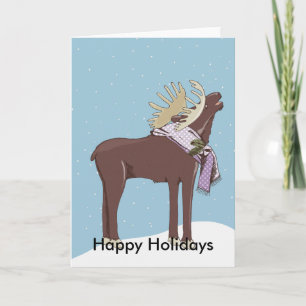Tarjeta Festiva Happy Holidays Moose