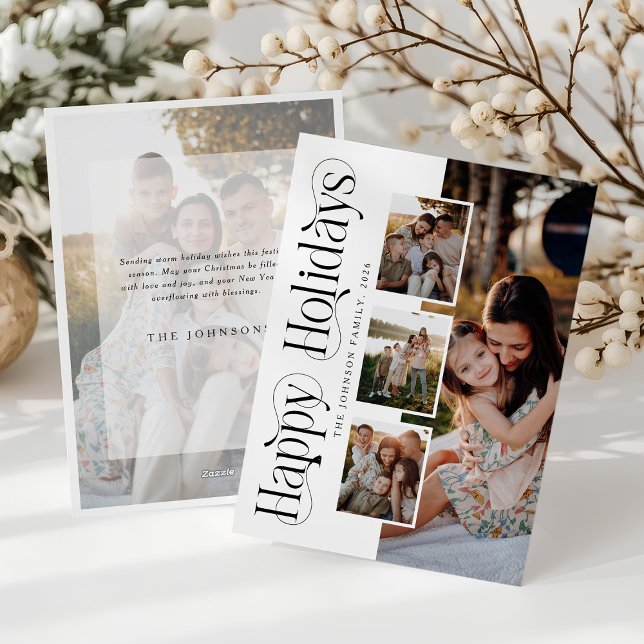 Tarjeta Festiva Happy Holidays Photo Collage Christmas (Subido por el creador)