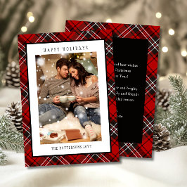 Tarjeta Festiva Happy Holidays Red Plaid Christmas Tartan Photo