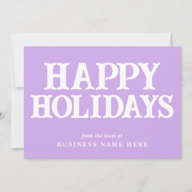 Tarjeta Festiva Happy Holidays Retro Lavender Business Corporate (Anverso)
