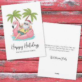 Tarjeta Festiva Happy Holidays Santa Tropical Beach Christmas