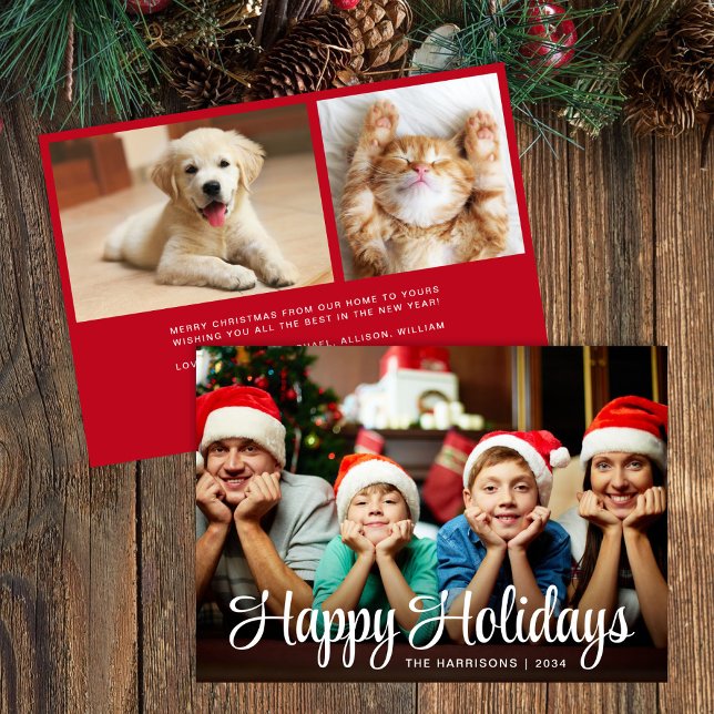 Tarjeta Festiva Happy Holidays Script Photo Overlay Christmas (Subido por el creador)