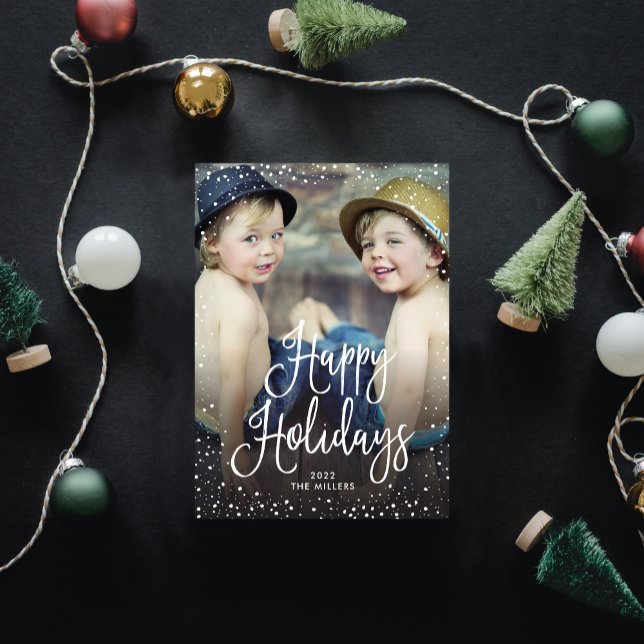Tarjeta Festiva Happy Holidays Snow Photo (Subido por el creador)