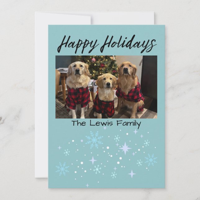 Tarjeta Festiva Happy Holidays Snowflake Photo Card (Anverso)