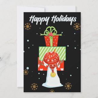 Tarjeta Festiva Happy Holidays Snowman Gifts Winter Greeting Card
