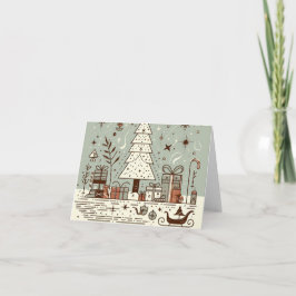 Tarjeta Festiva Happy holidays vintage retro