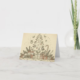 Tarjeta Festiva Happy Holidays vintage style