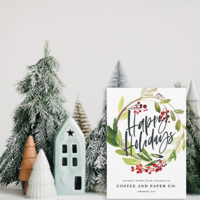 Tarjeta Festiva Happy Holidays watercolor floral (Subido por el creador)