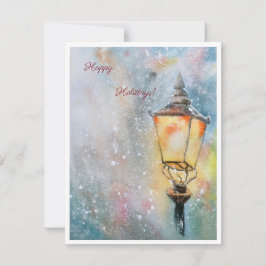 Tarjeta Festiva Happy Holidays Watercolor Lantern