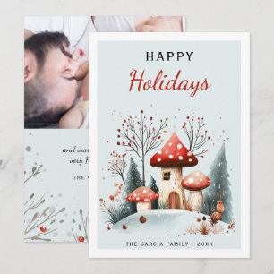 Tarjeta Festiva Happy Holidays Watercolor Woodland Foto