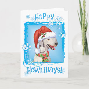 Tarjeta Festiva Happy Howlidays Bedlington Terrier Holiday Card