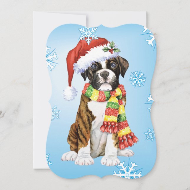 Tarjeta Festiva Happy Howlidays Boxer (Anverso)
