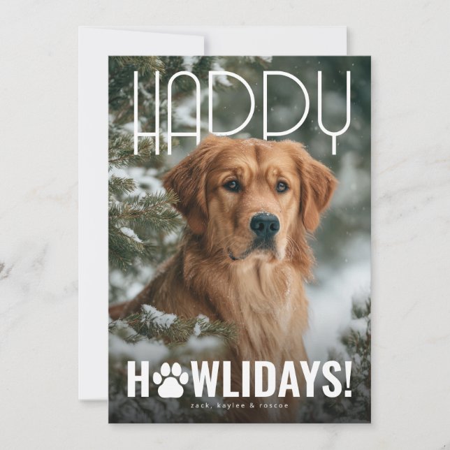 Tarjeta Festiva Happy Howlidays Dog Christmas (Anverso)