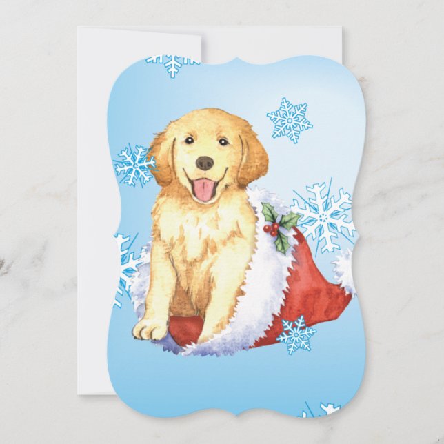 Tarjeta Festiva Happy Howlidays Golden Retriever (Anverso)