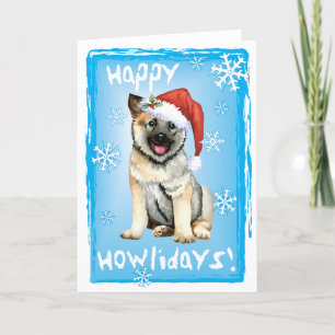 Tarjeta Festiva Happy Howlidays Norwegian Elkhound Holiday Card