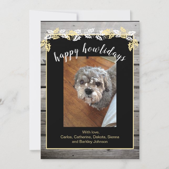 Tarjeta Festiva Happy Howlidays Pet Lover Holiday Photo Card (Anverso)