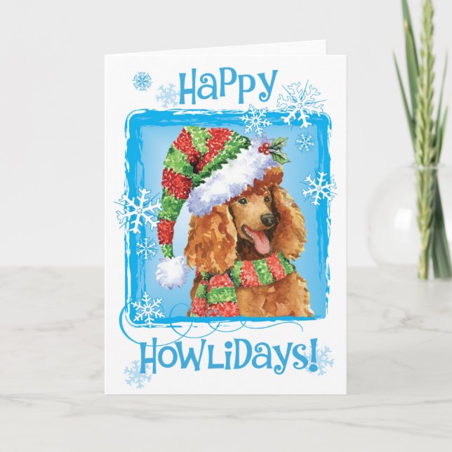 Tarjeta Festiva Happy Howlidays Poodle (Anverso)