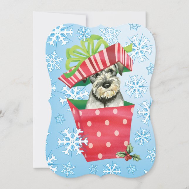 Tarjeta Festiva Happy Howlidays Standard Schnauzer (Anverso)
