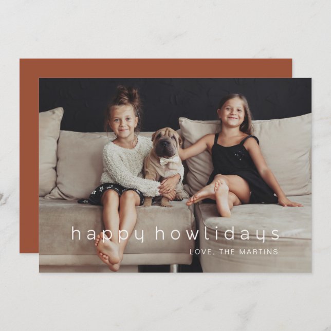 Tarjeta Festiva Happy Howlidays Terracotta Photo Pet (Anverso / Reverso)