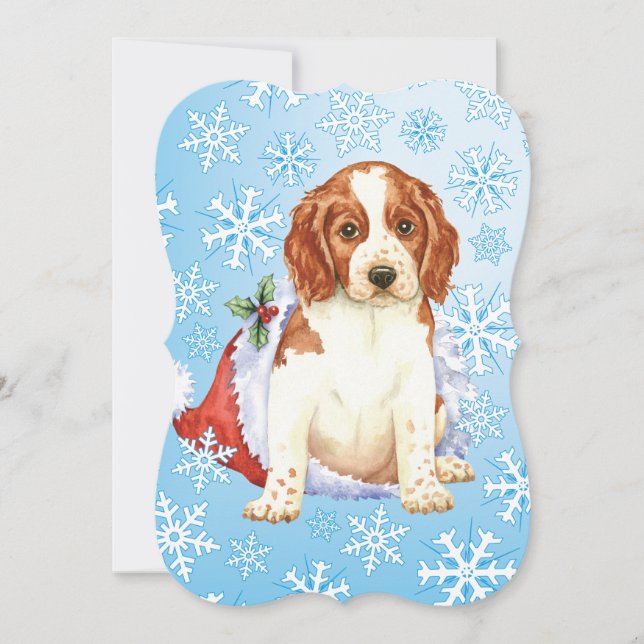 Tarjeta Festiva Happy Howlidays Welshie (Anverso)