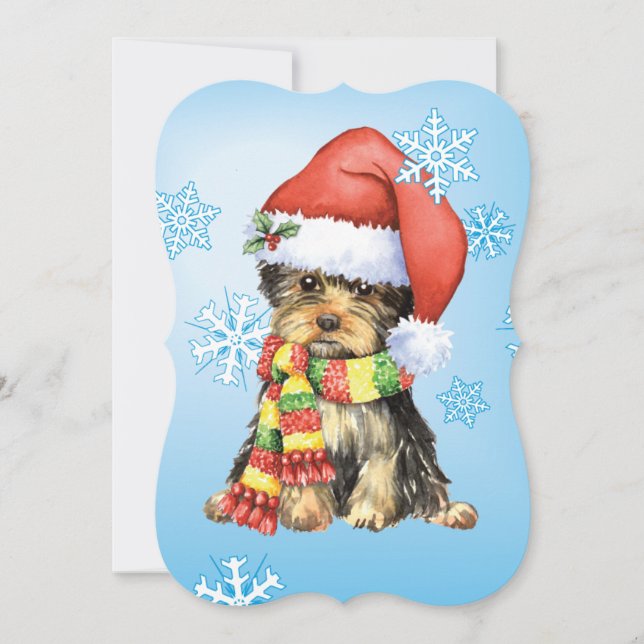 Tarjeta Festiva Happy Howlidays Yorkie (Anverso)