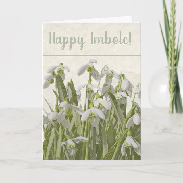 Tarjeta Festiva Happy Imbolc Snowdrops (Anverso)