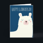 Tarjeta Festiva Happy Llamakkah Blue Hanukah Llama Cute<br><div class="desc">¡Feliz Llamakkah!</div>