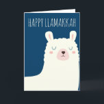 Tarjeta Festiva Happy Llamakkah Blue Hanukkah Llama Cute<br><div class="desc">¡Feliz Llamakkah!</div>