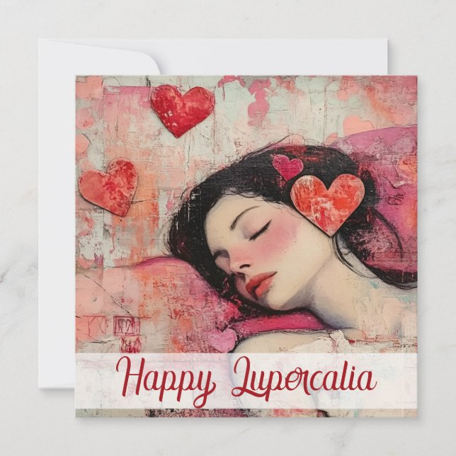 Tarjeta Festiva Happy Lupercalia Vintage Heart Collage Valentine (Anverso)