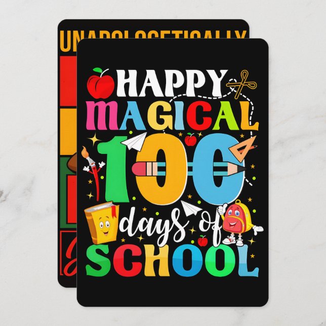 Tarjeta Festiva Happy magical 100 days school 2026 Poster  (Anverso / Reverso)