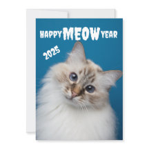 Happy MEOW Year Cute cat Holiday card