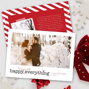 Tarjeta Festiva Happy Merry Everything Fun Holly Mistletoe Photo