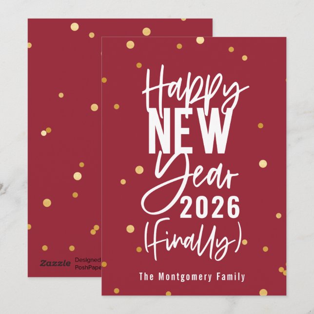 Tarjeta Festiva Happy New Year 2023 Finally (Anverso / Reverso)