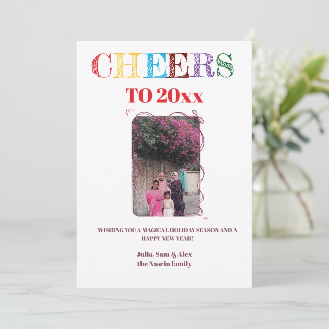 Tarjeta Festiva Happy New Year 2025 Family Greeting (Anverso de pie)