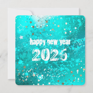 Tarjeta Festiva Happy new year 2026 turquoise holiday card