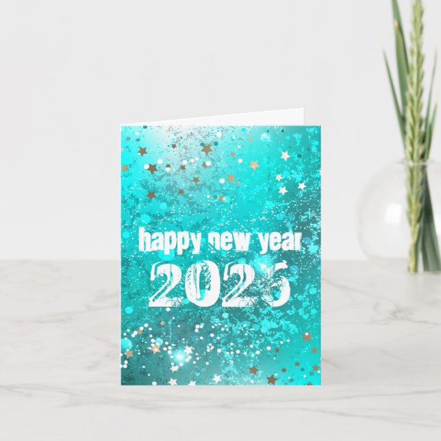 Tarjeta Festiva Happy New year 2026 turquoise invitation (Anverso)