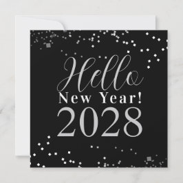 Tarjeta Festiva Happy New Year Black and Silver Sparkle