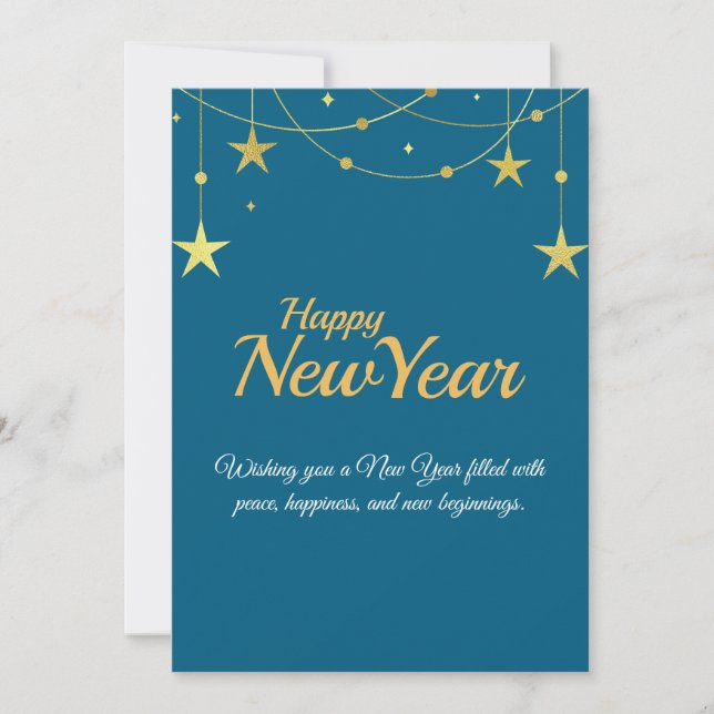 Tarjeta Festiva Happy New Year Card | Modern Minimal Design (Anverso)